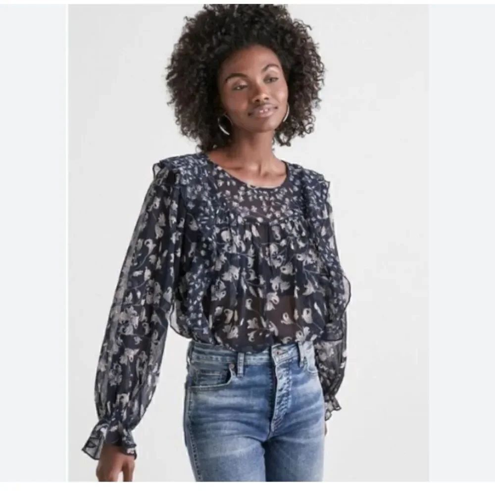 Lucky Brand Chiffon Peasant Top